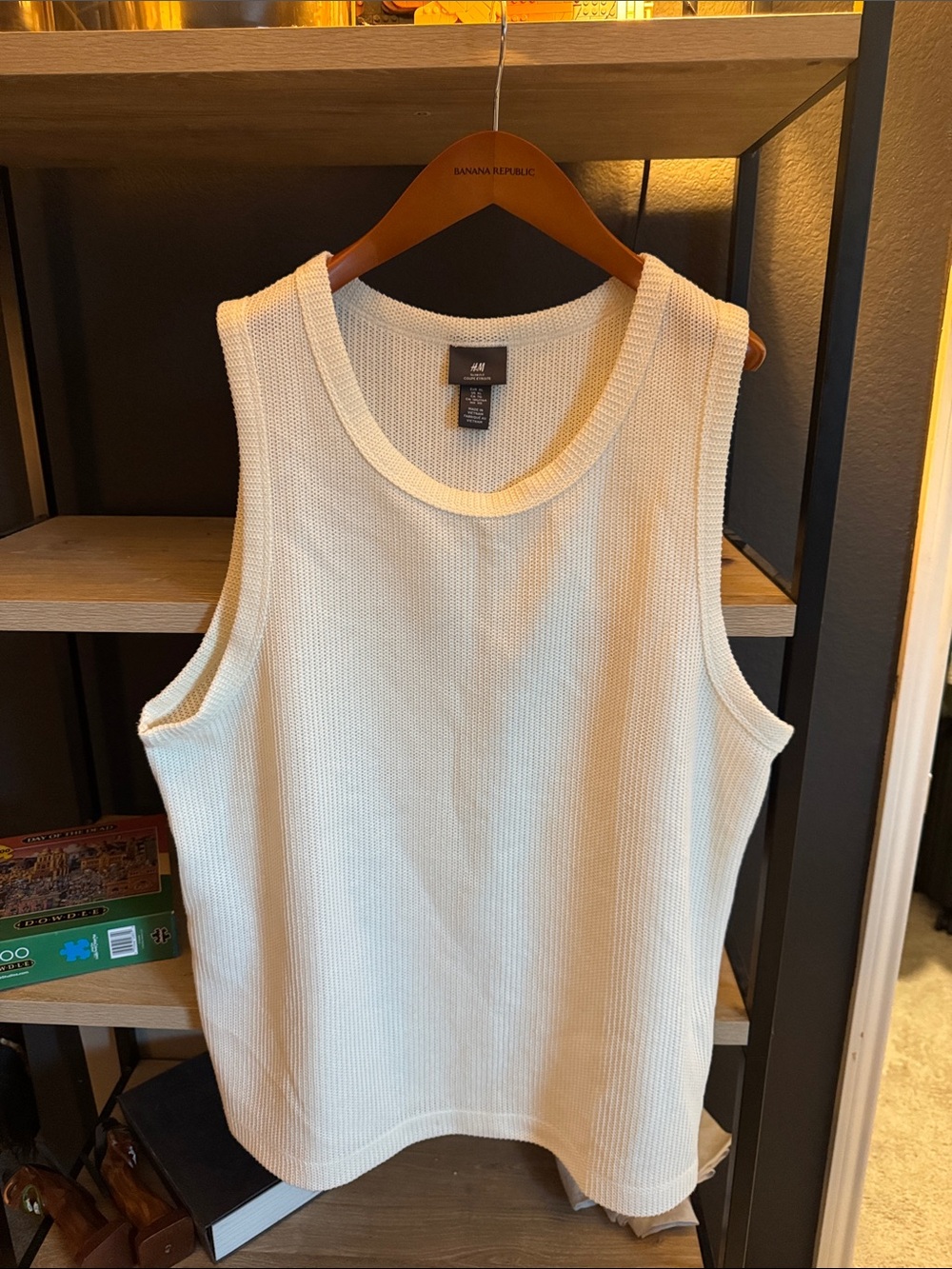 H&M Cream Ribbed Knit Tank Top